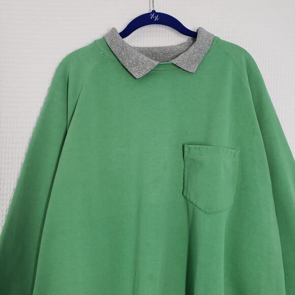 Vintage Ann Taylor Collar Sweatshirt Womens Medium Green Oversized Baggy Faded - Picture 4 of 16